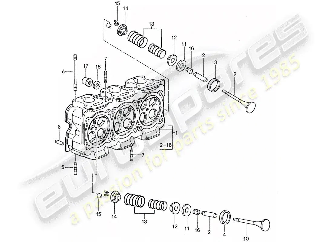 porsche 1988 (959) cabeza de cilindro diagrama de piezas