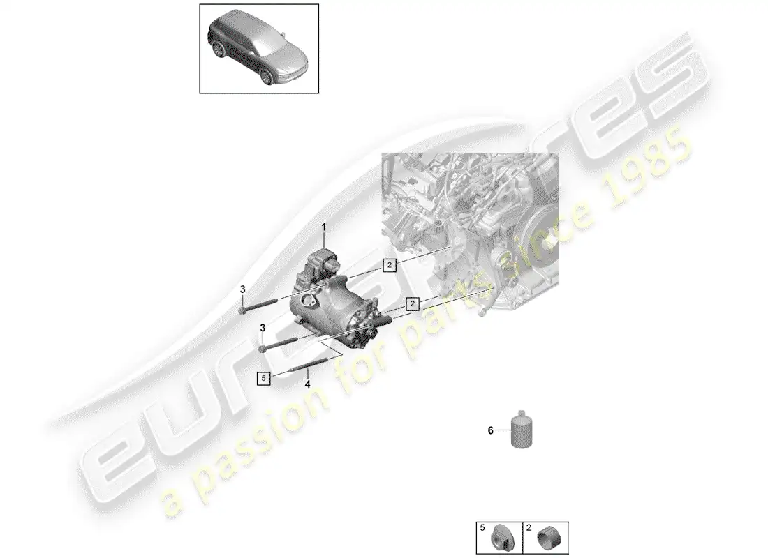 porsche 2020 (cayenne e3 9ya/9yb) compresor diagrama de piezas