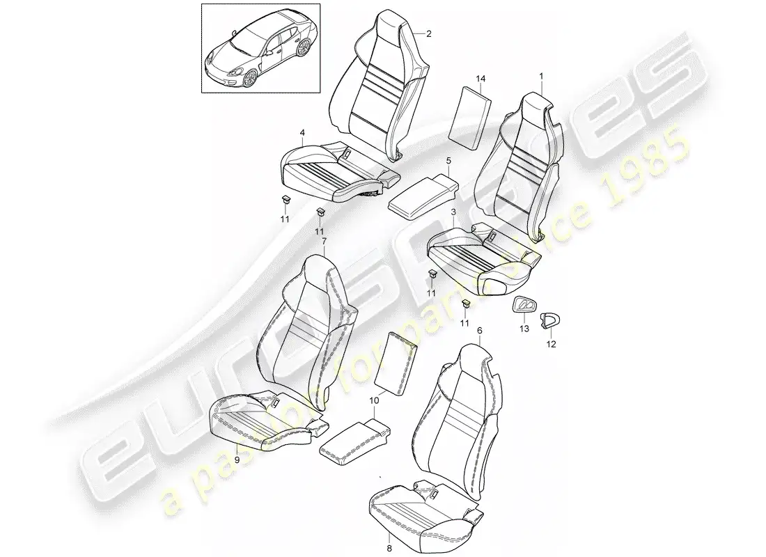 porsche 2014 (panamera 970) cubrir diagrama de piezas
