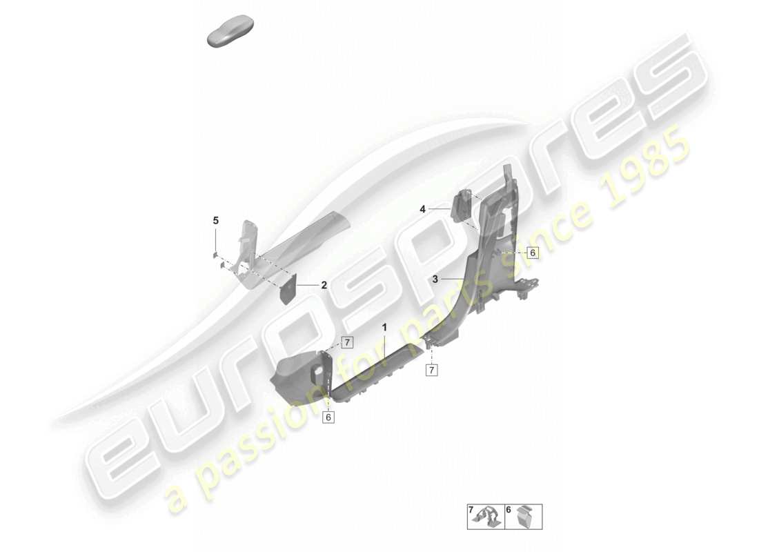 porsche 2023 (panamera 971-2) diagrama de piezas de la cubierta frontal de la banda de rodadura