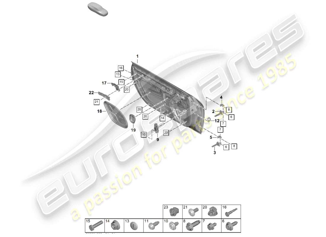 porsche 2026 (992-2) diagrama de piezas de accesorios de la carcasa de la puerta