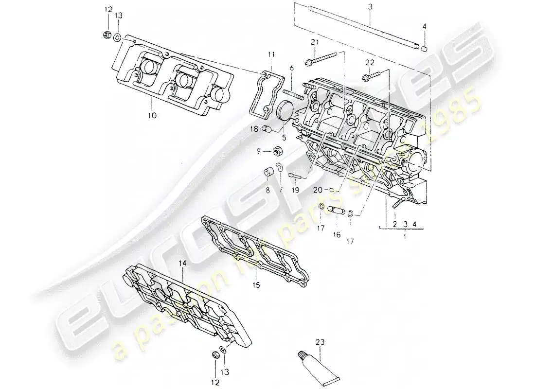 porsche 1989 (964) carcasa del árbol de levas diagrama de piezas