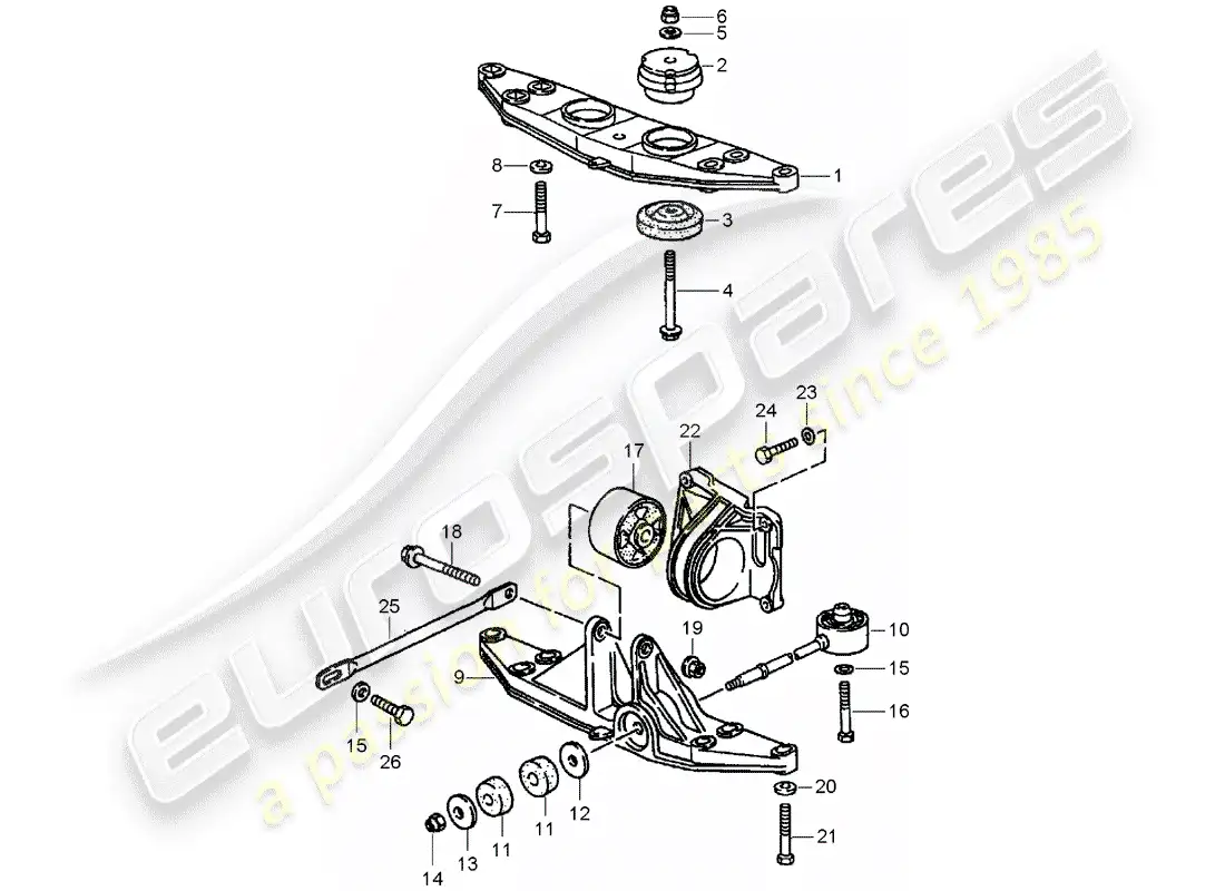 porsche 1990 (964) tiptronic - suspensión de la transmisión diagrama de piezas
