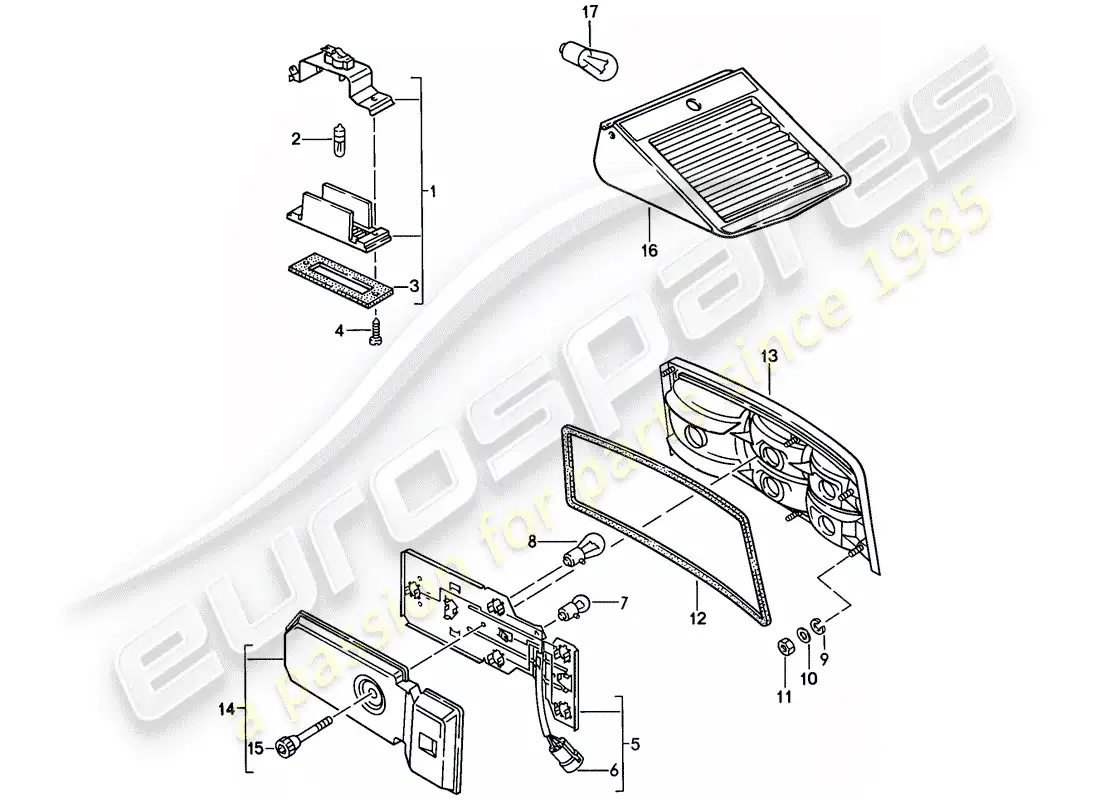 porsche 1987 (924s) luz de matrícula - luz trasera diagrama de piezas