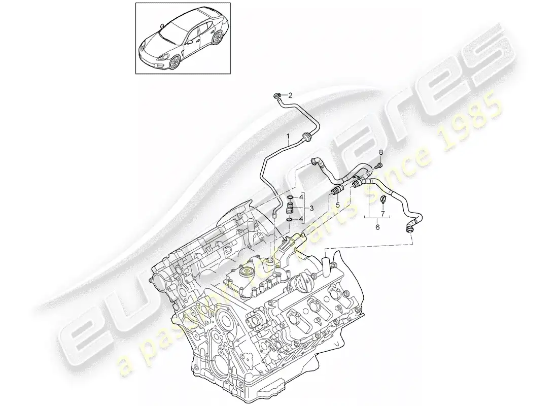 porsche 2010 (panamera 970) breather line diagrama de piezas