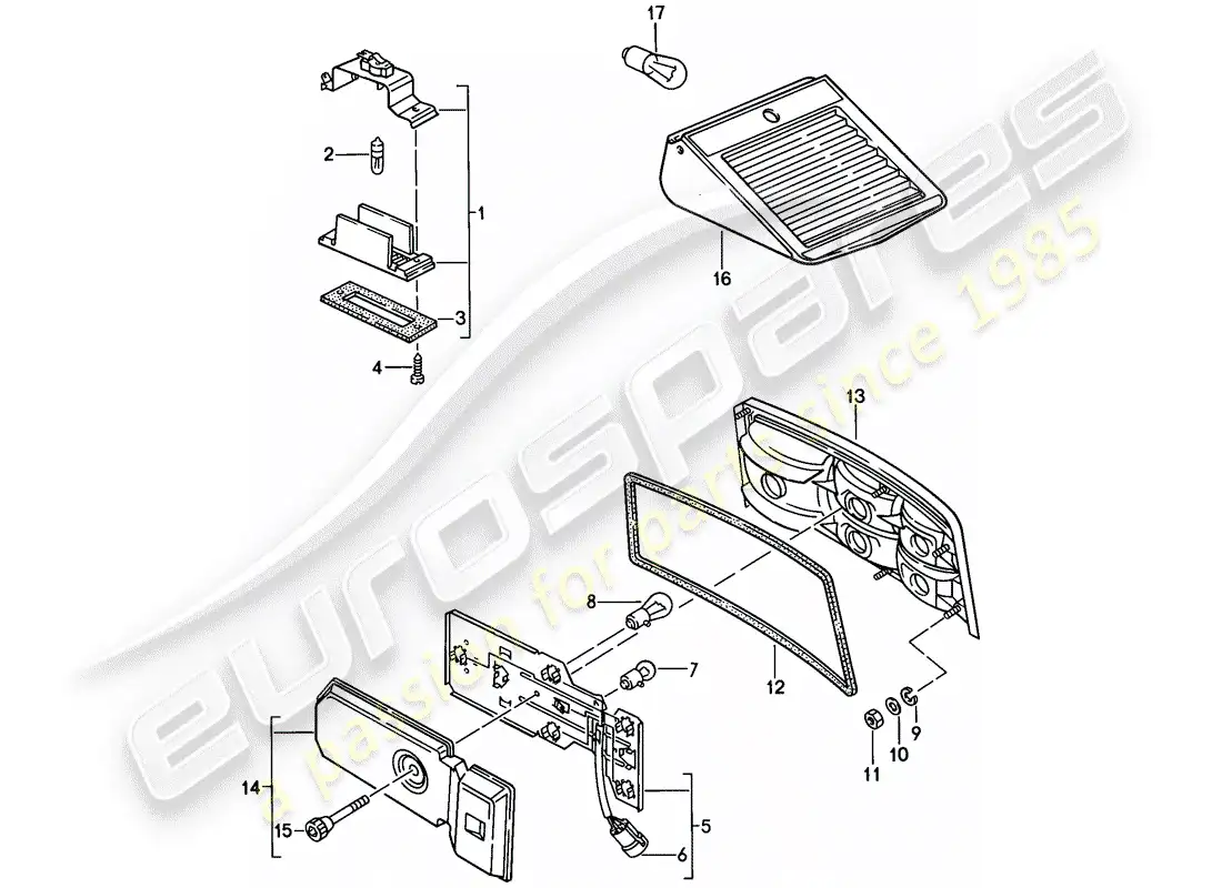 porsche 1986 (944) luz de matrícula - luz trasera diagrama de piezas