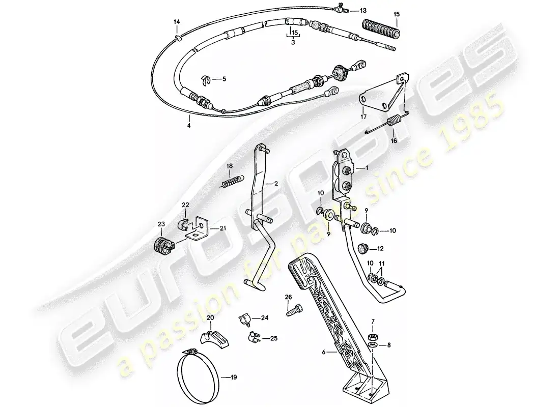 porsche 1982 (944) pedal de acelerador - cable de acelerador - para vehículos con - transmisión automática diagrama de piezas