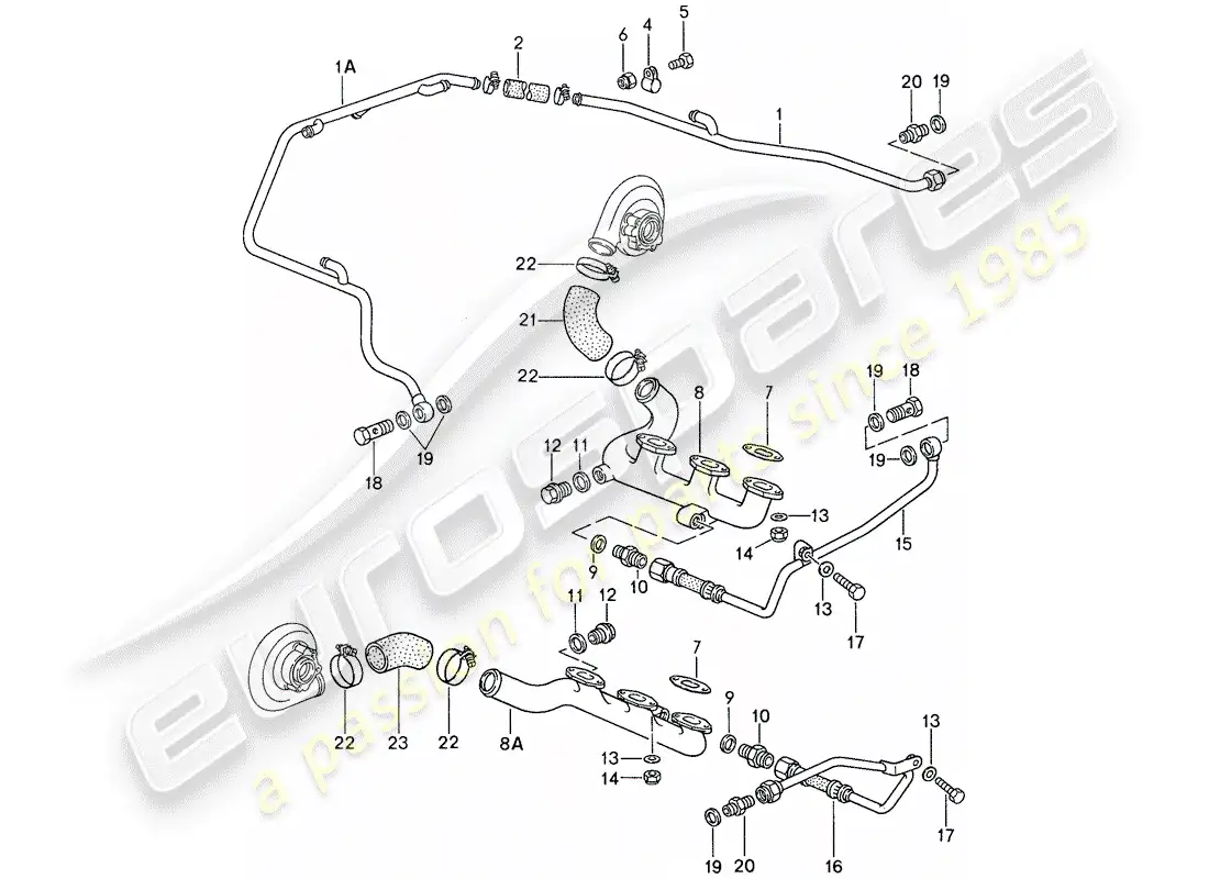 porsche 1987 (959) water cooling 4 diagrama de piezas