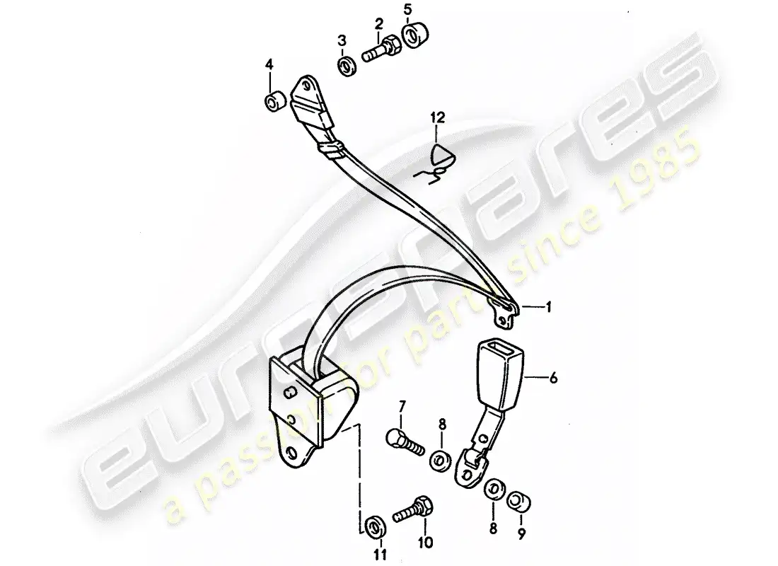 porsche 1994 (928) cinturón de seguridad diagrama de piezas