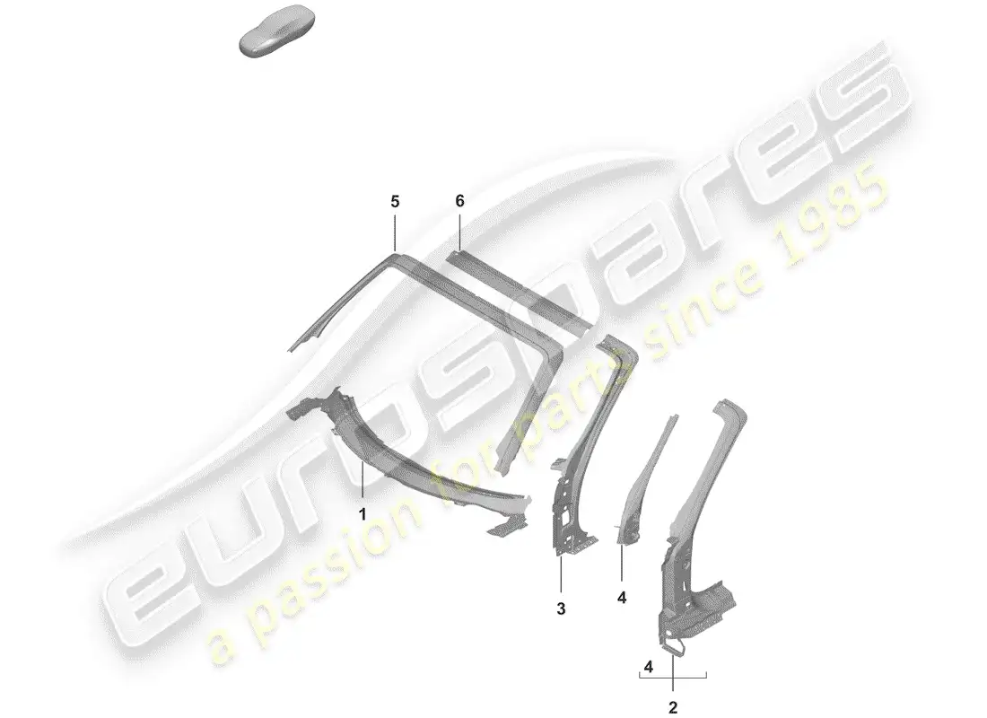 porsche 2019 (992-1) un pilar diagrama de piezas