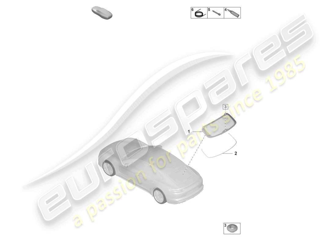 porsche 2022 (panamera 971-2) diagrama de piezas de la ventana trasera