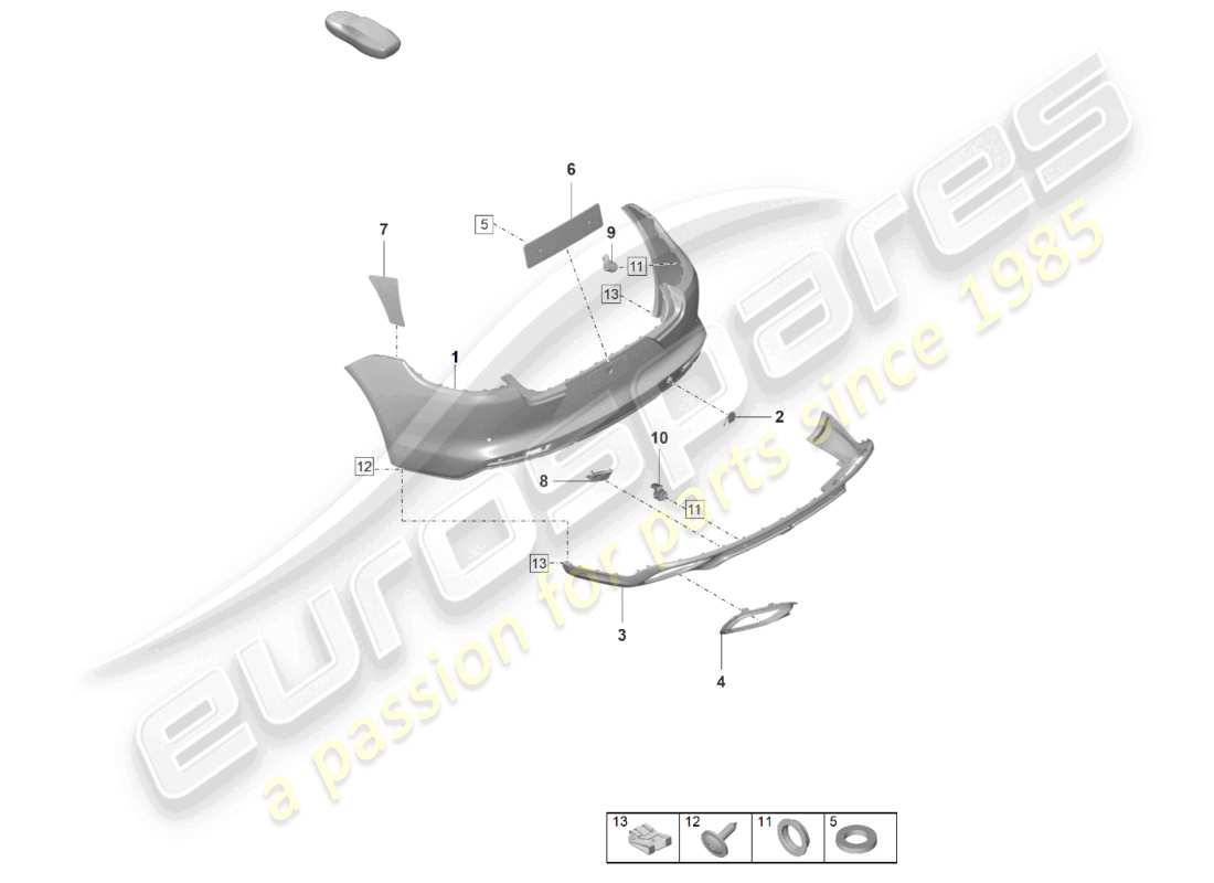 porsche 2022 (panamera 971-2) diagrama de pieza del parachoques trasero