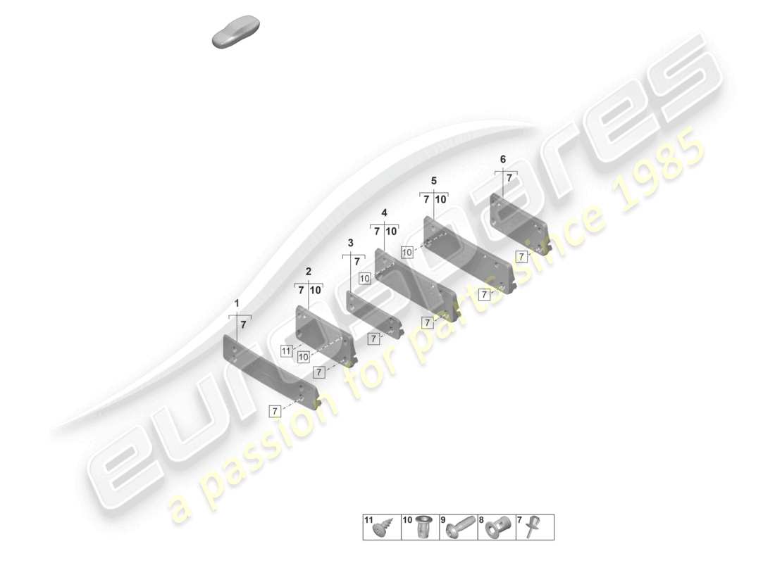 porsche 2022 (panamera 971-2) diagrama de piezas del soporte de matrícula de corea