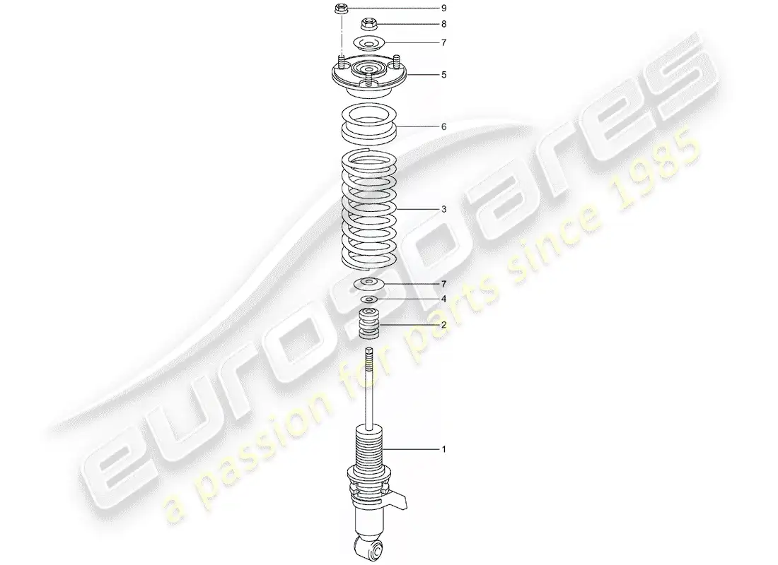 porsche 2005 (996 turbo / gt2) amortiguador - muelle helicóptico diagrama de piezas