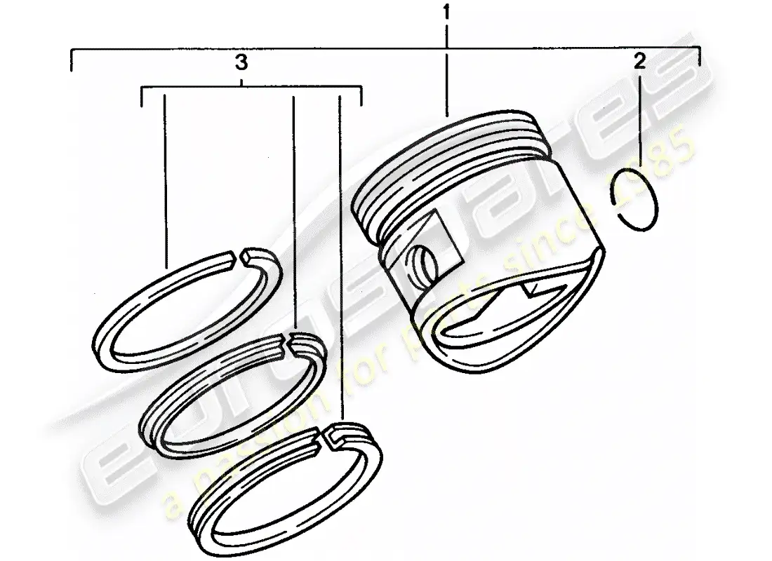 porsche 1993 (928) pistón - aros de pistón diagrama de piezas