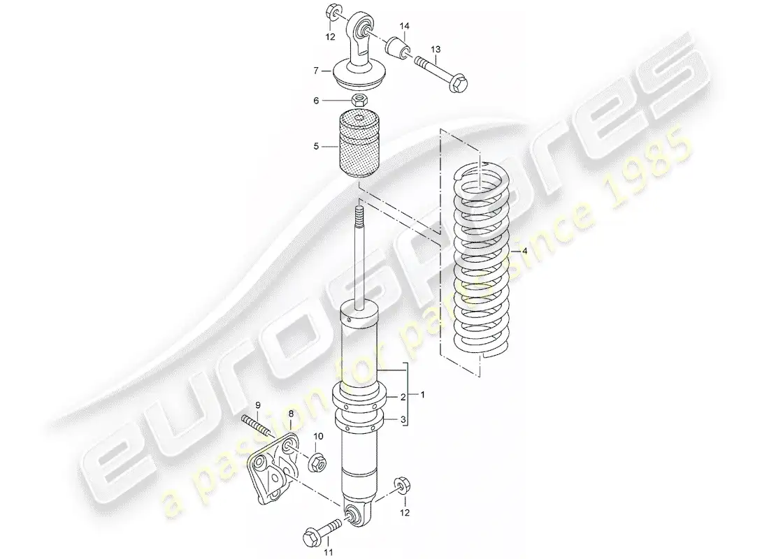 porsche 2005 (carrera gt) suspensión - puntal amortiguador - soporte diagrama de piezas