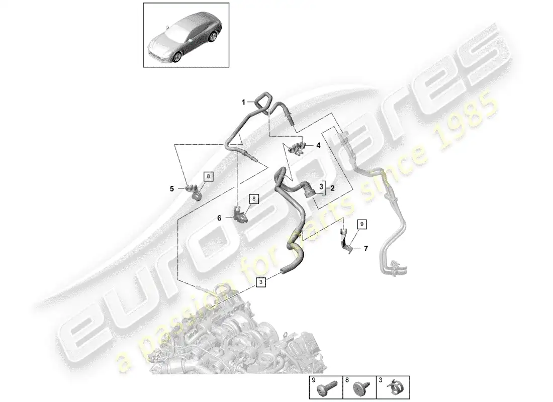 porsche 2017 (panamera 971-1) línea de combustible diagrama de piezas