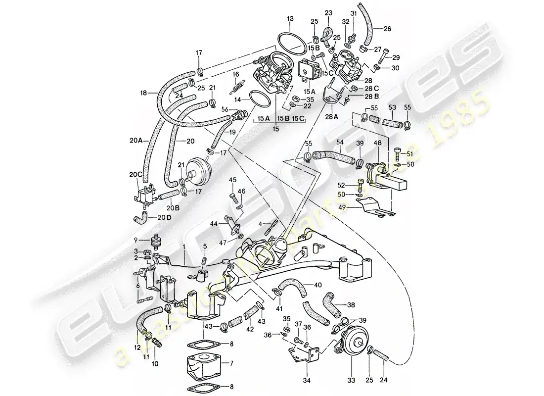 porsche 1984 (911) para - k-jetronic i diagrama de piezas