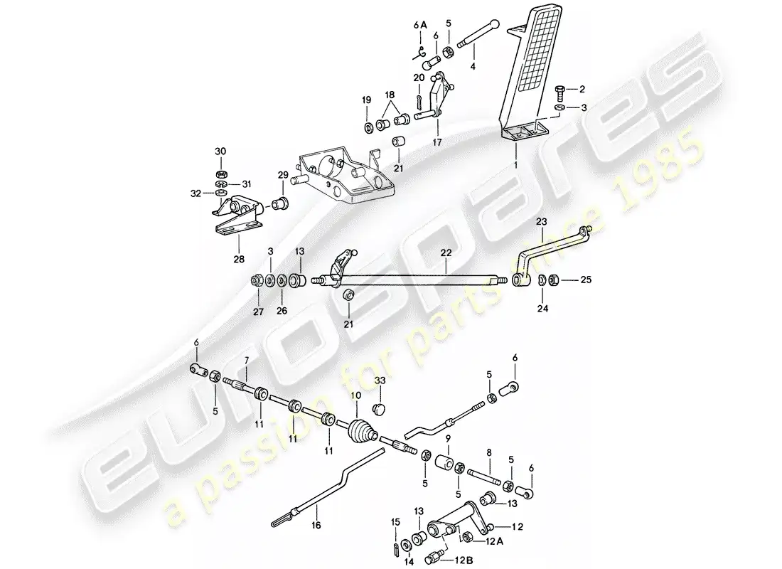 porsche 1984 (911) pedales - control del acelerador diagrama de piezas
