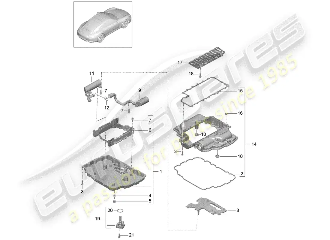 porsche 2014 (991-1) colector de aceite diagrama de piezas