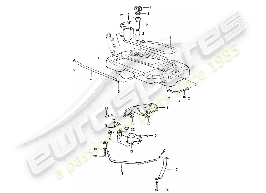 porsche 1992 (968) depósito de combustible diagrama de piezas