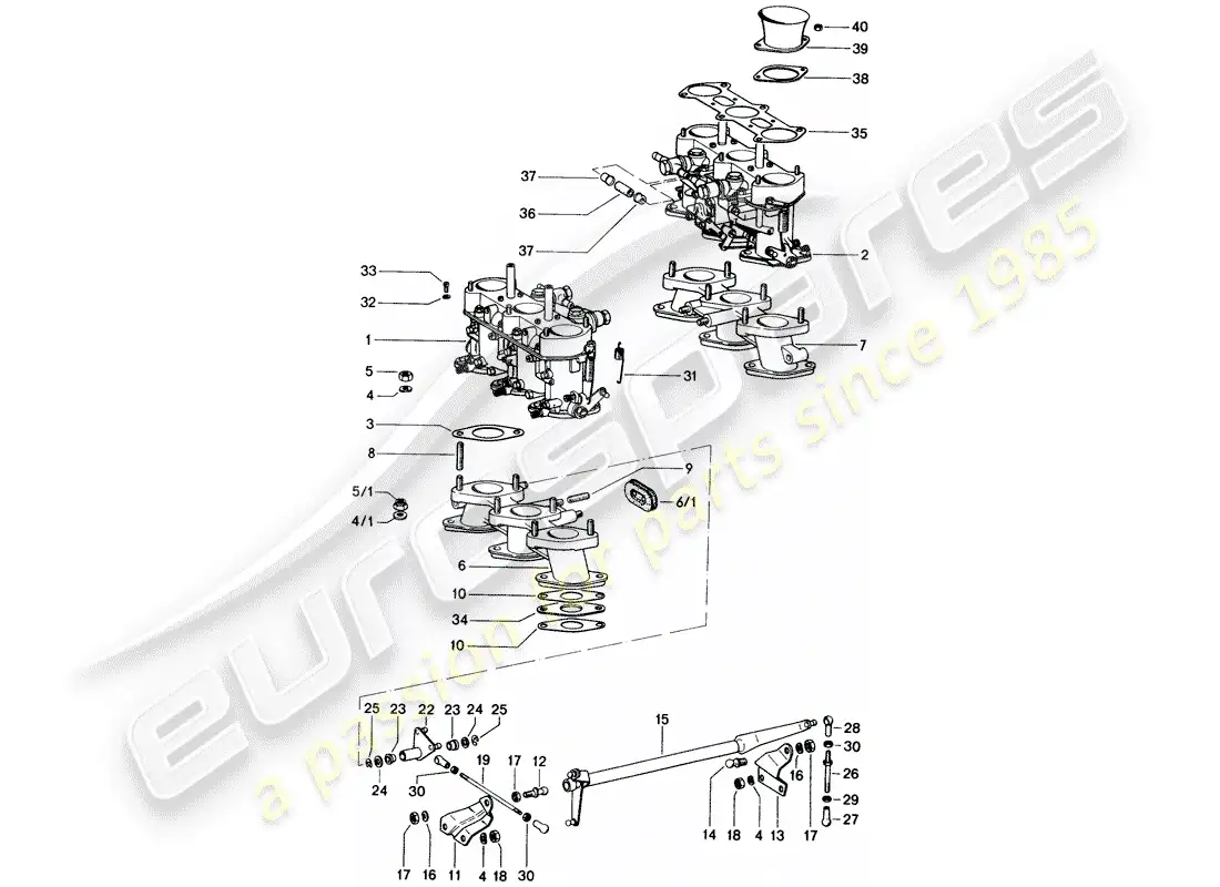 porsche 1976 (914) carburador diagrama de piezas