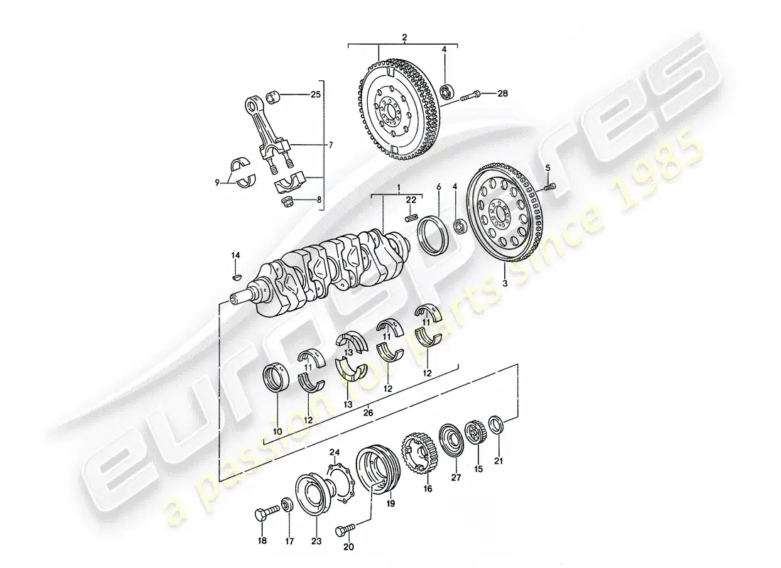 porsche 1994 (968) ciguenal - biela diagrama de piezas