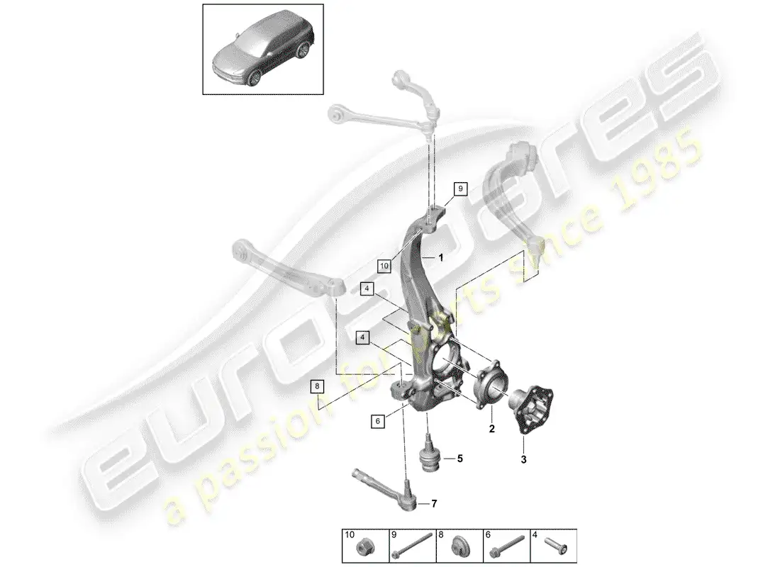 porsche 2020 (cayenne e3 9ya/9yb) portador de ruedas diagrama de piezas