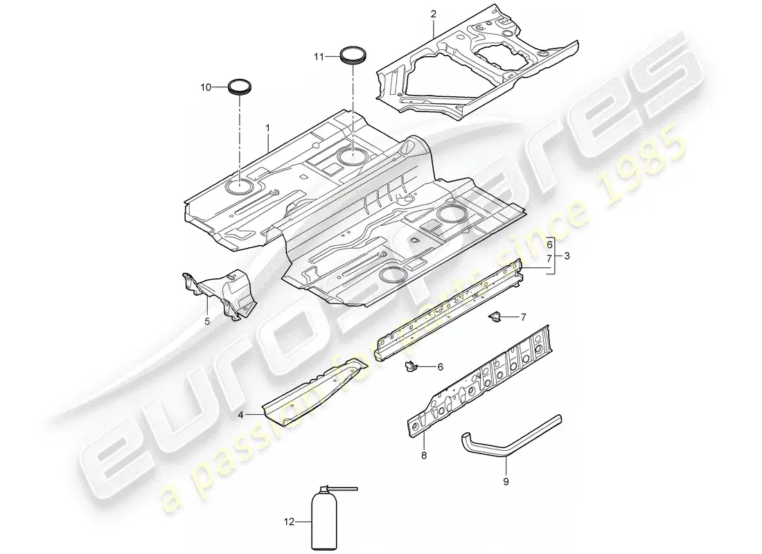 porsche 2009 (997-2 gt3) piso diagrama de piezas