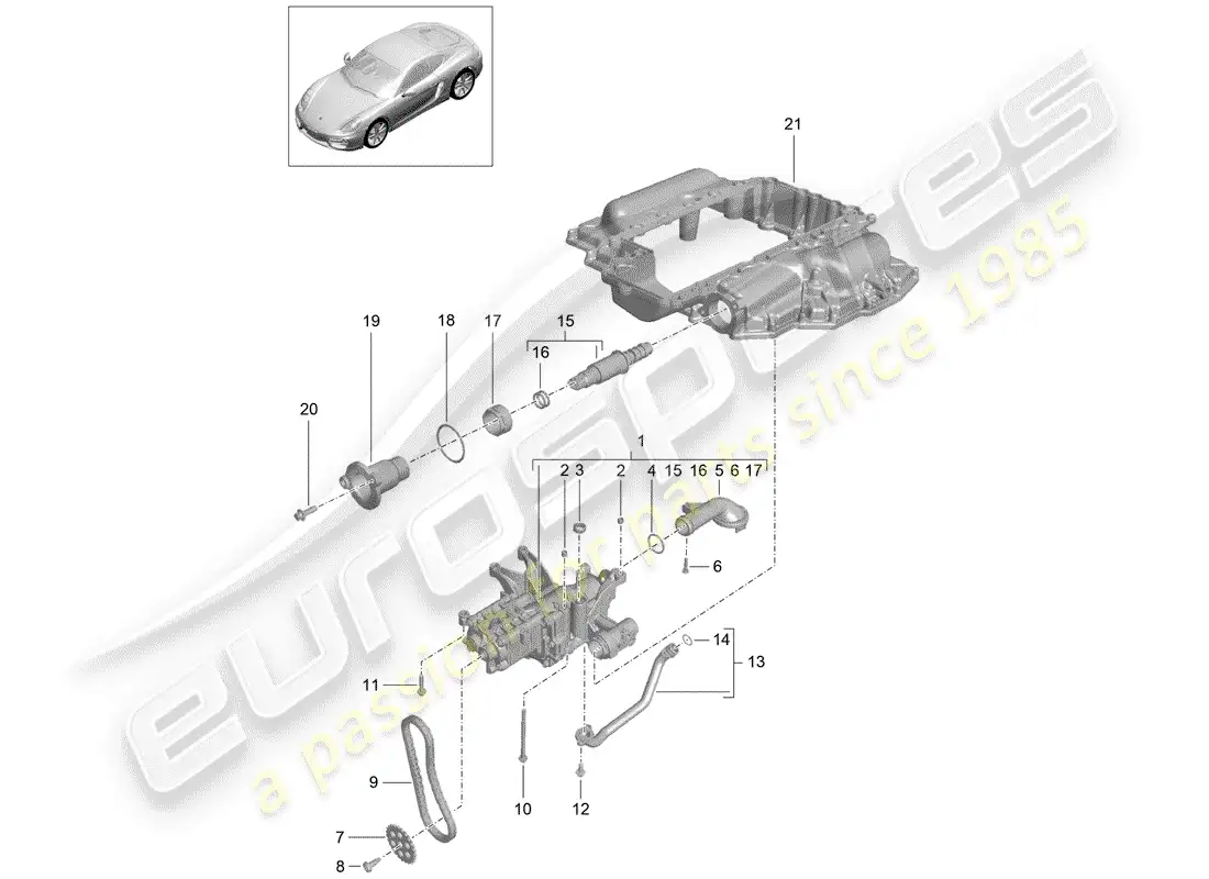 porsche 2015 (981 cayman) bomba de aceite diagrama de piezas