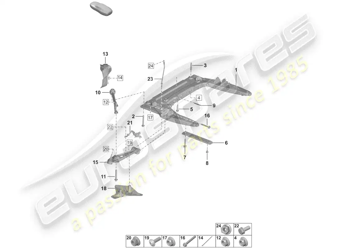 porsche 2019 (992-1) travesaño diagrama de piezas