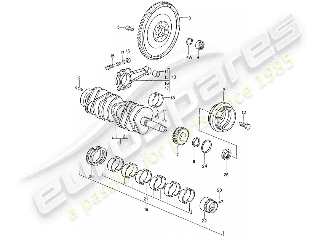 porsche 1987 (959) cigüeñal diagrama de piezas