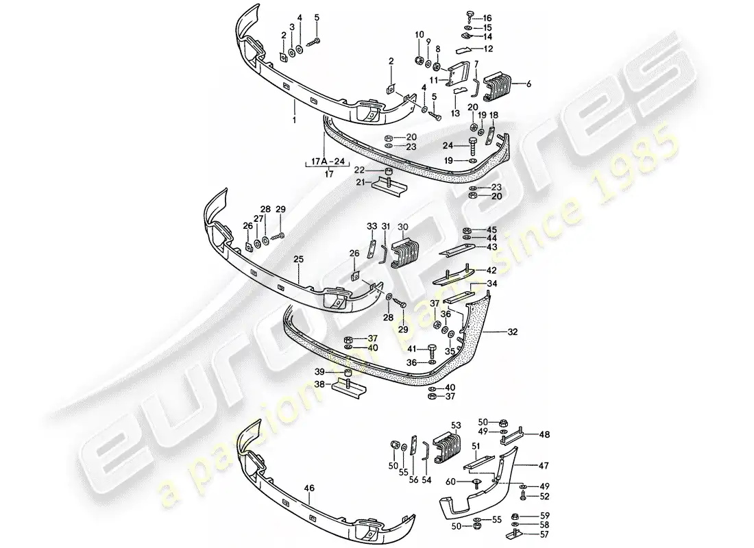 porsche 1984 (911) protección para parachoques - spoiler delantero - carrera diagrama de piezas