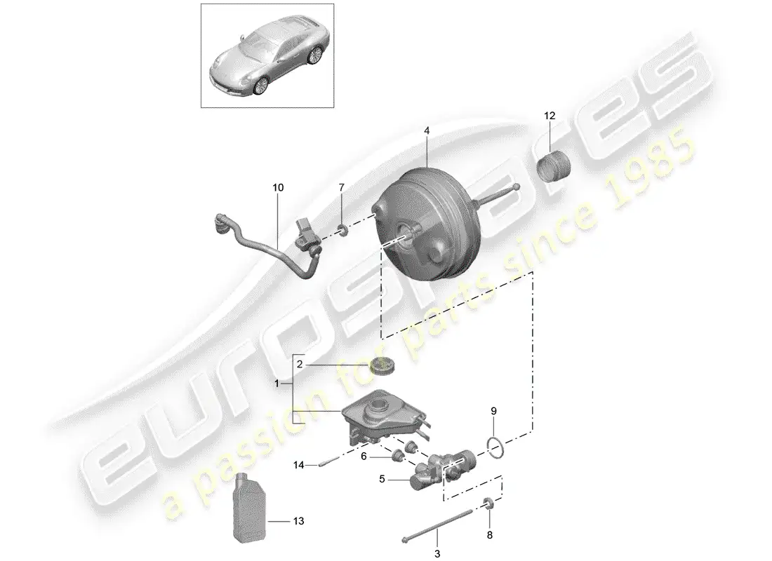 porsche 2019 (991-2) cilindro maestro del freno diagrama de piezas