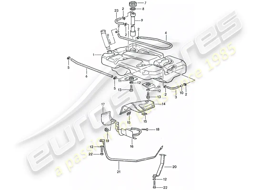 porsche 1990 (944) depósito de combustible diagrama de piezas