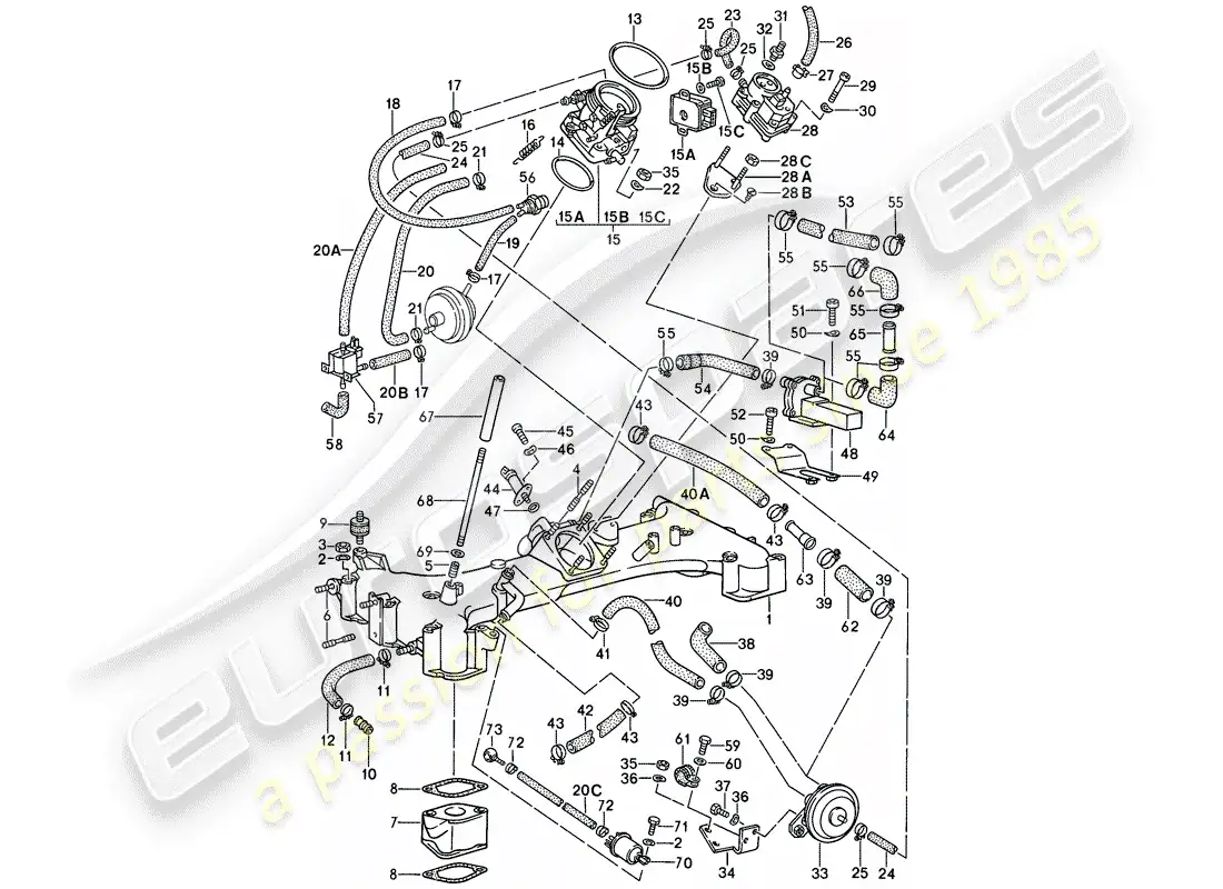 porsche 1987 (911) para - k-jetronic i diagrama de piezas