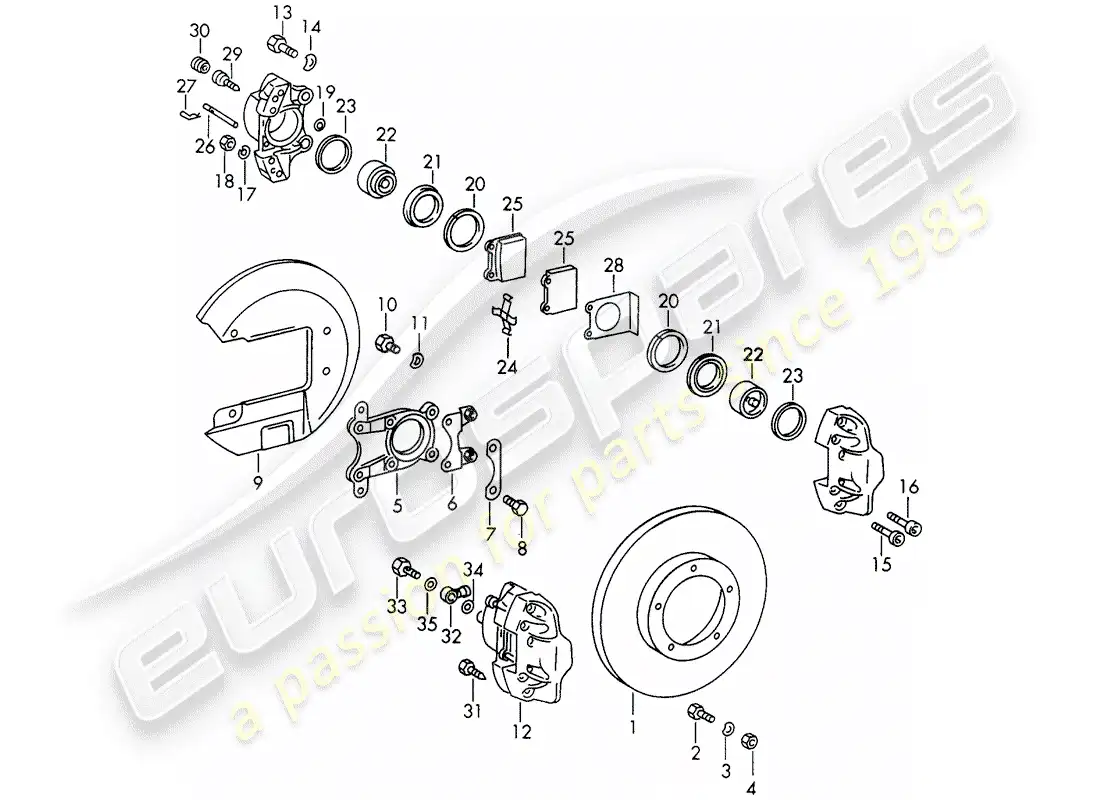 porsche 1969 (911/912) frenos de disco - d >> - mj 1968 diagrama de piezas