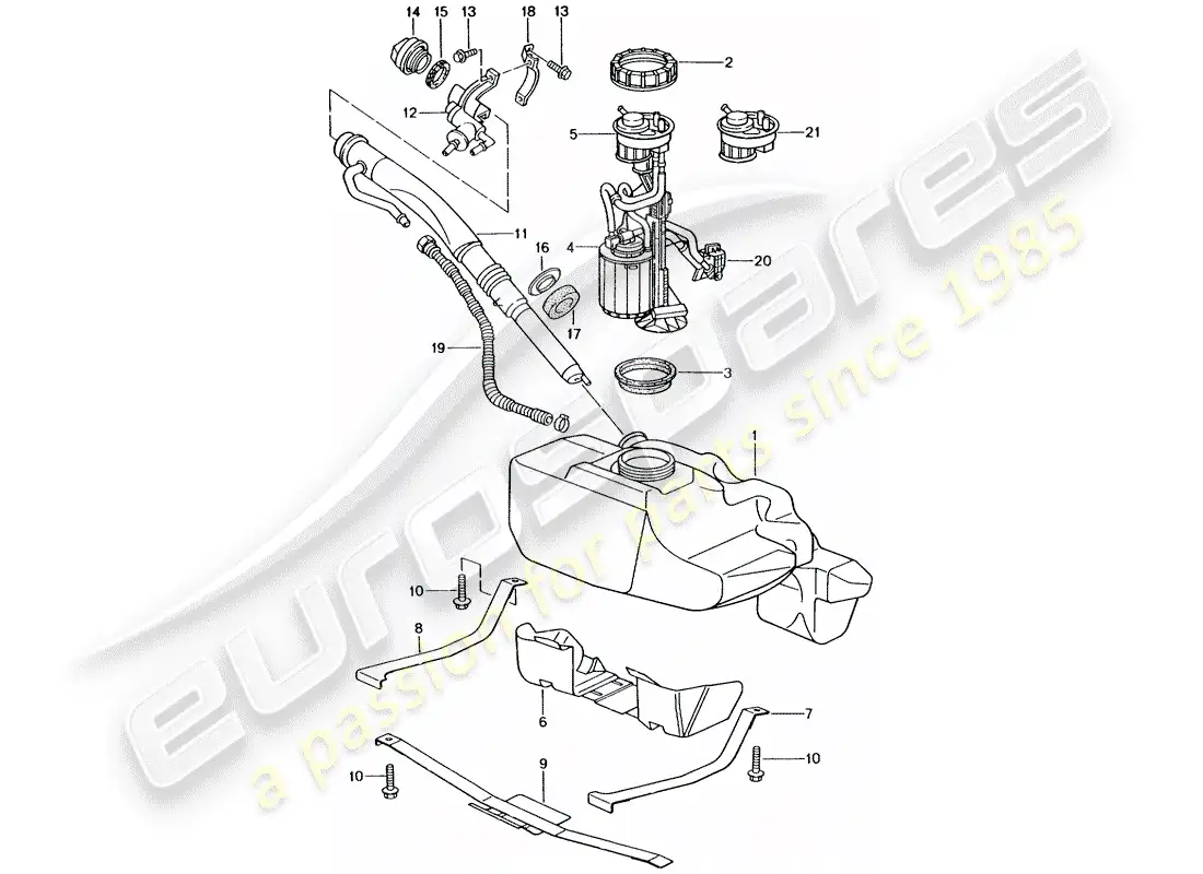 porsche 2002 (996 gt3) depósito de combustible diagrama de piezas