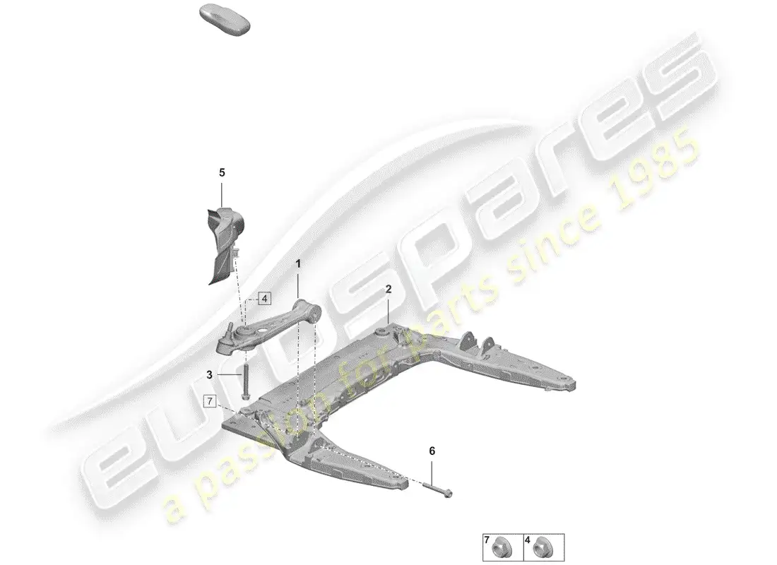 porsche 2020 (992-1) travesaño diagrama de piezas