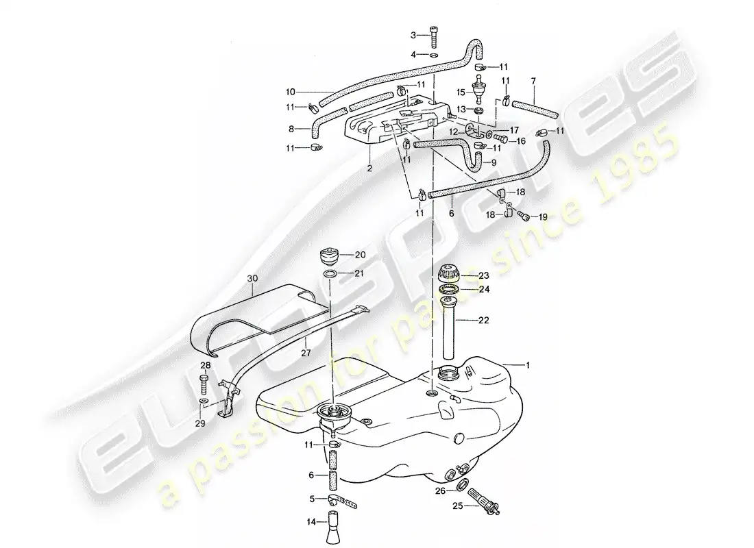 porsche 1988 (959) depósito de combustible diagrama de piezas