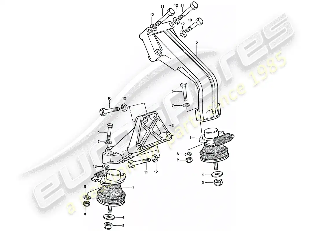 porsche 1986 (944) suspensión del motor diagrama de piezas