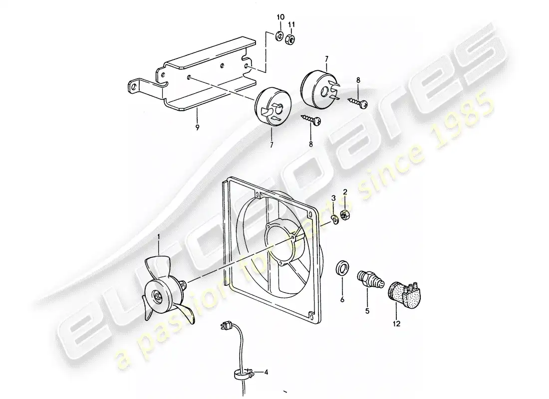 porsche 1986 (944) ventilador eléctrico diagrama de piezas