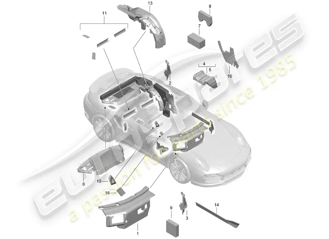 porsche 2014 (991-1 turbo) carrocería diagrama de piezas