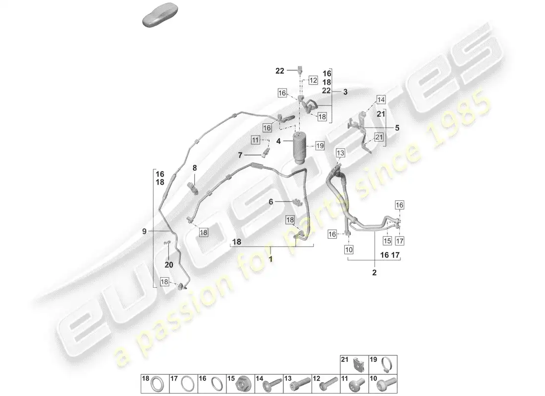 porsche 2019 (992-1) aire acondicionado diagrama de piezas