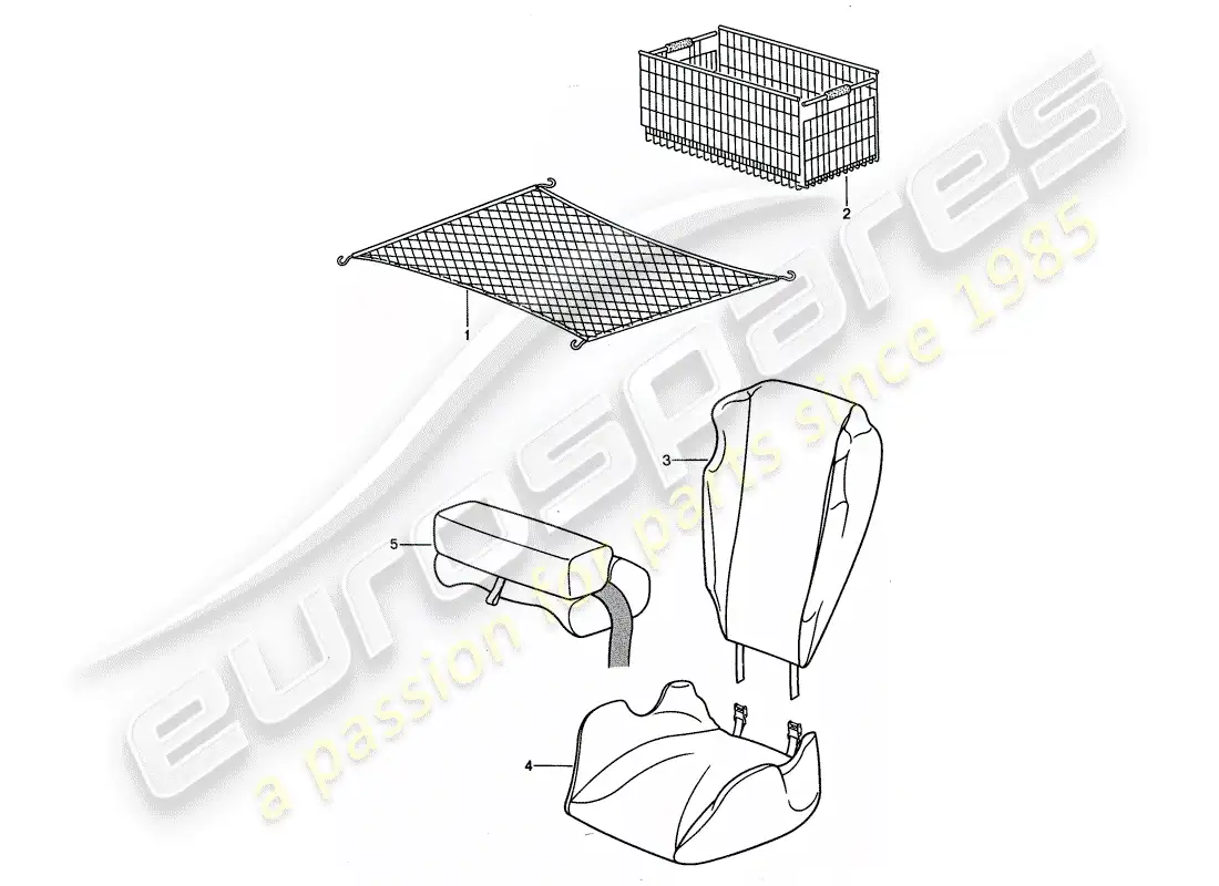 porsche 1993 (968) accesorios - asiento para niños diagrama de piezas