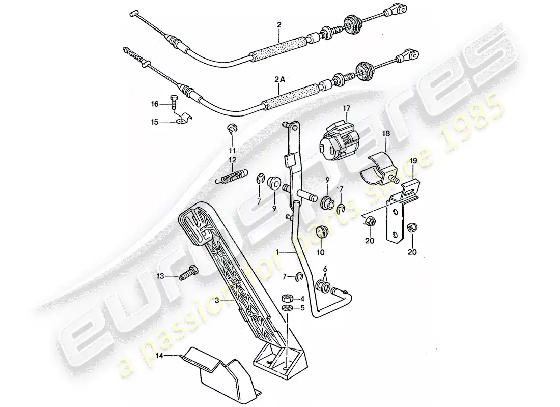 porsche 1993 (968) control del acelerador - cable del acelerador diagrama de piezas