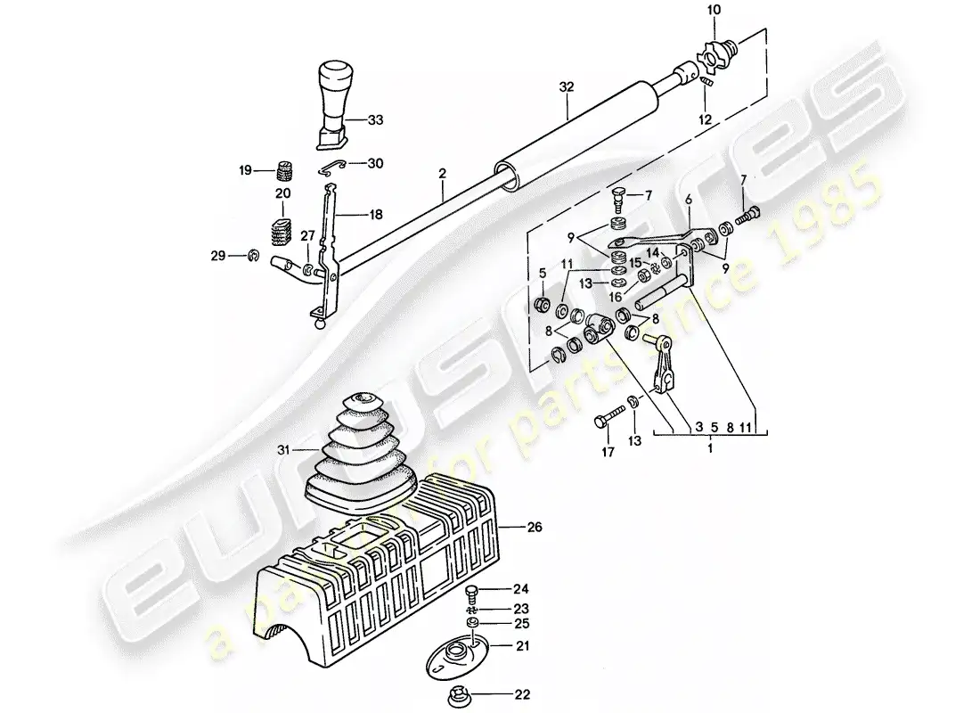 porsche 1976 (924) mecanismo de cambio - caja de cambios manual diagrama de piezas