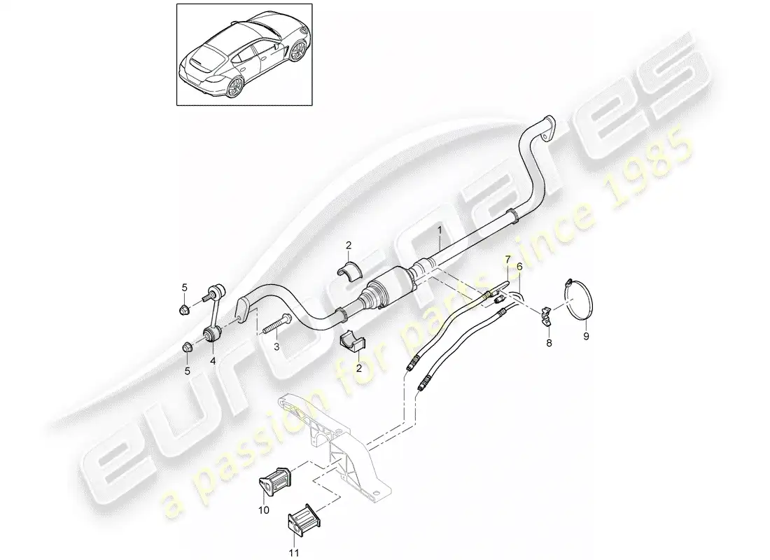 porsche 2011 (panamera 970) estabilizador diagrama de piezas