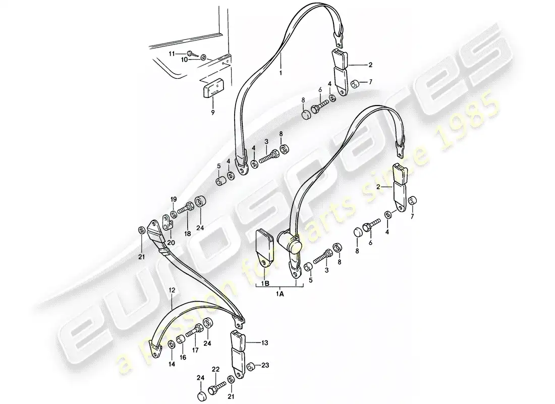porsche 1983 (944) cinturón de seguridad diagrama de piezas