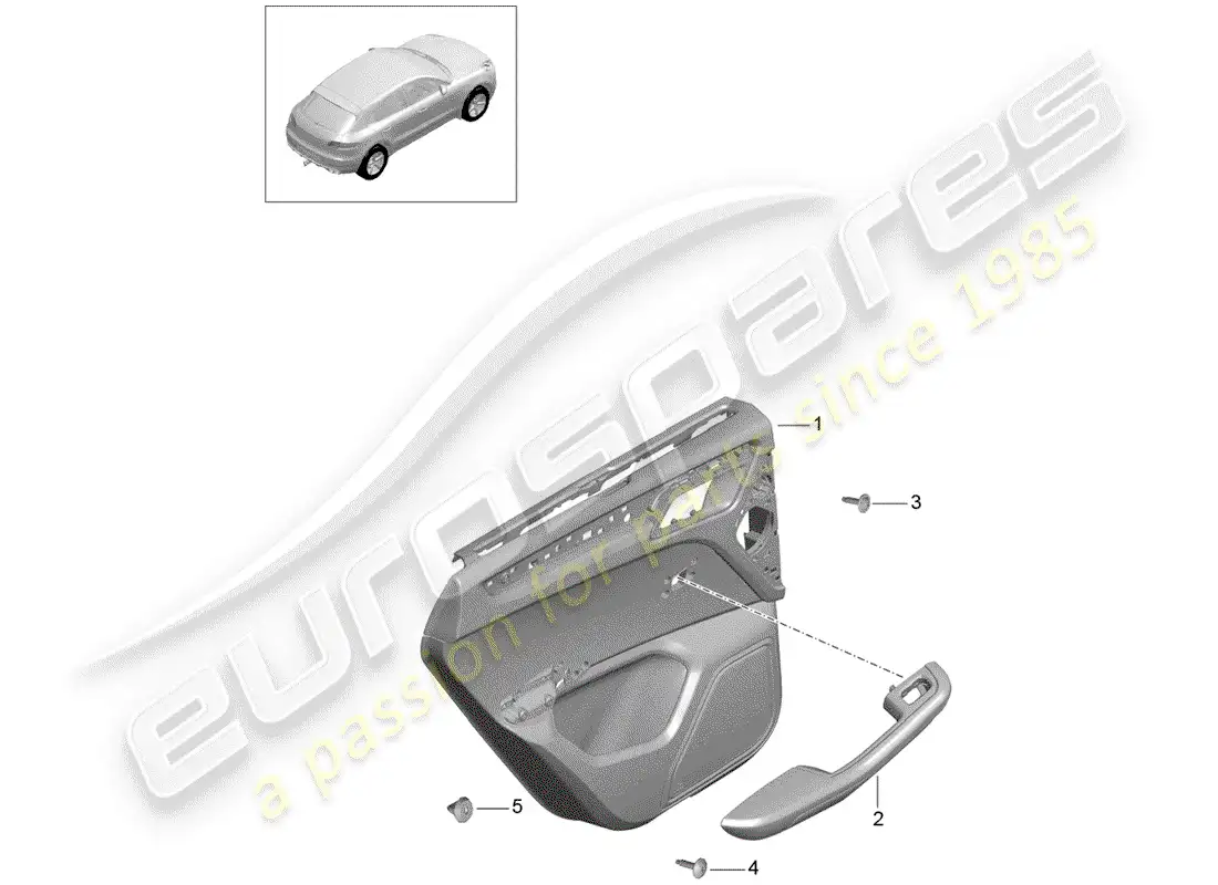 porsche 2018 (macan) diagrama de piezas del panel de puerta